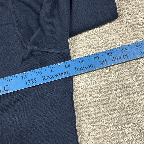 Ulla Johnson Alair Crewneck Washed Fleece Sculpted Sleeve Navy Medium **HOLE* - Picture 12 of 15